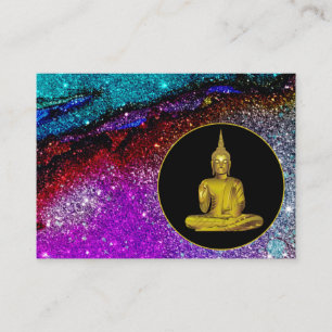 *~* Rainbow Glitter Universe Meditation Buddha  Business Card