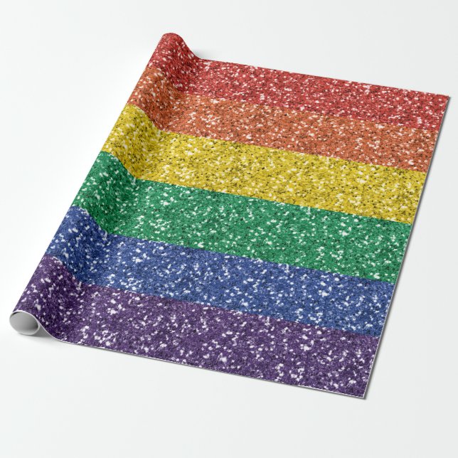 Rainbow Glitter Wrapping Paper (Unrolled)