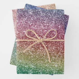 Rainbow Glitter Wrapping Paper Sheet