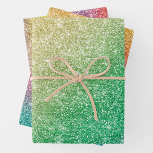 Rainbow Glitter Wrapping Paper Sheet