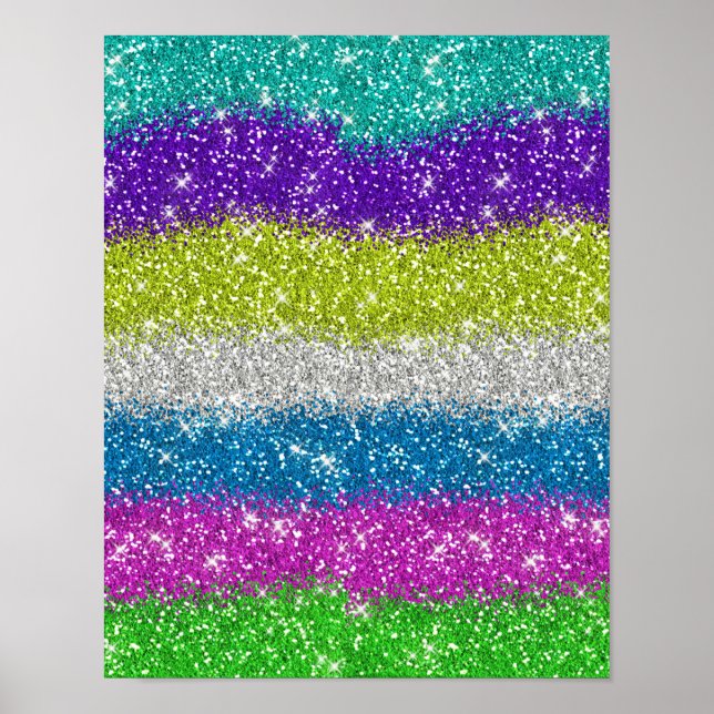 Rainbow Glitters Stripes Poster (Front)