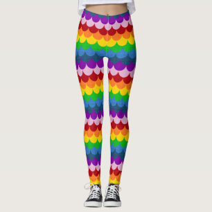 Rainbow Glittery Mermaid Scales Pattern Leggings