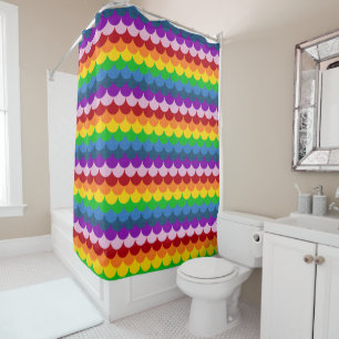 Rainbow Glittery Mermaid Scales Pattern Shower Curtain