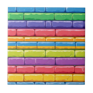 Rainbow Glossy Brick Pattern Tile