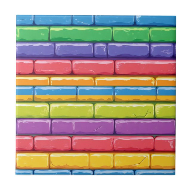 Rainbow Glossy Brick Pattern Tile (Front)