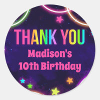 Rainbow Glow Birthday Party Stickers