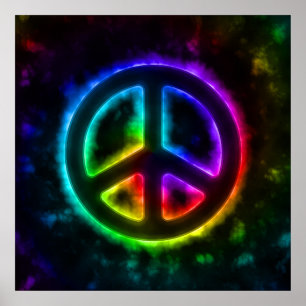 Rainbow Glow Peace Sign Poster