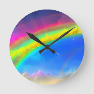 Rainbow Glow Sky Round Clock