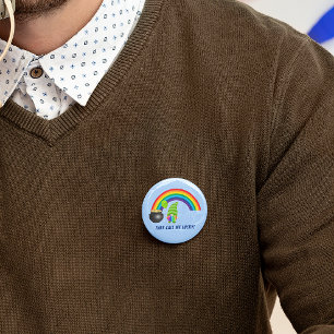 Rainbow Gnome Pot of Gold St Patricks Day Pin-Back 6 Cm Round Badge