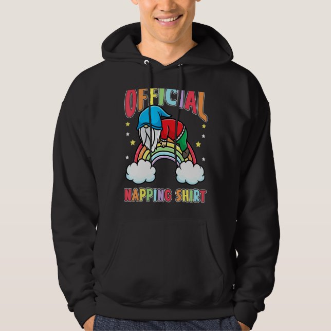 Rainbow Gnome Sleeping Pajama Napping Dwarf Gnome Hoodie (Front)
