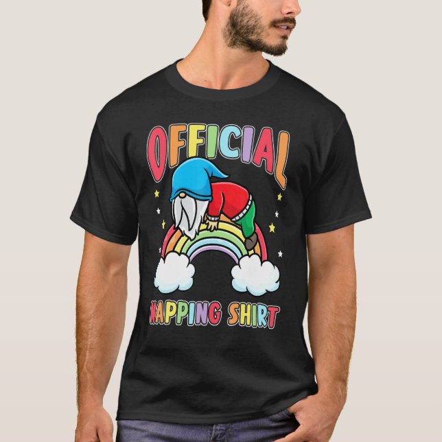 Rainbow Gnome Sleeping Pajama Napping Dwarf Gnome T-Shirt (Front)