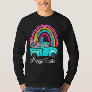 Rainbow Gnomes With Bunny Eggs Hunting Truck Easte T-Shirt