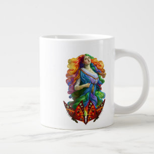 Rainbow Goddess digital painting original art Large Coffee Mug