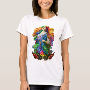 Rainbow Goddess digital painting original art T-Shirt