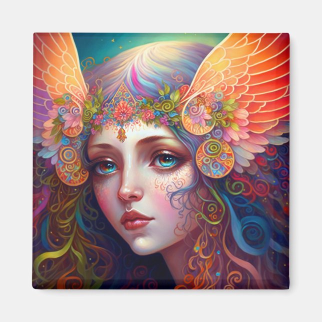 Rainbow Goddess Fantasy Art Magnet (Front)