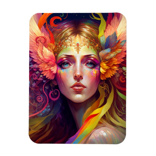 Rainbow Goddess Fantasy Art Magnet (Vertical)
