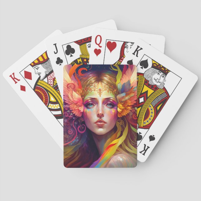 Rainbow Goddess Fantasy Art Playing Cards (Back)