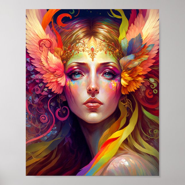 Rainbow Goddess Fantasy Art Poster (Front)