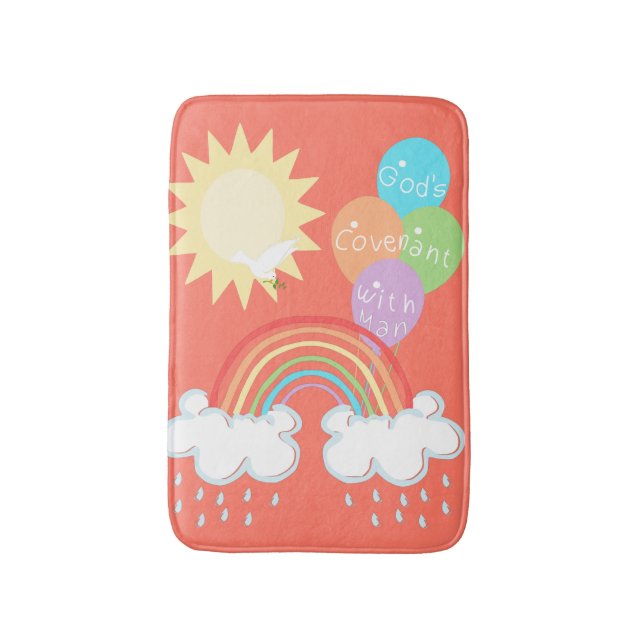 Rainbow God's Covenant | Sun Dove Olive Balloons Bath Mat (Front Vertical)