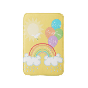Rainbow God's Covenant   Sun Dove Olive Balloons Bath Mat