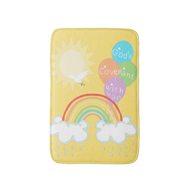 Rainbow God's Covenant | Sun Dove Olive Balloons Bath Mat (Front Vertical)