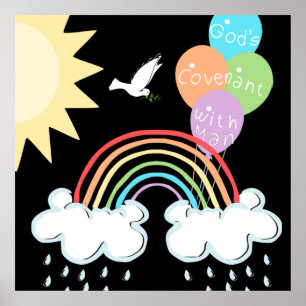 Rainbow God's Covenant with Man Sun Balloons Poster