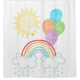 Rainbow God's Covenant with Man Sun Balloons Shower Curtain