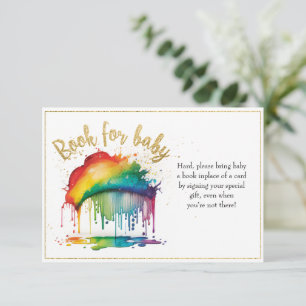 Rainbow Gold Baby Shower Books For Baby Card