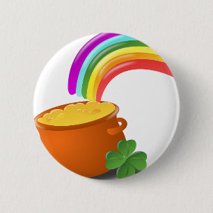 Rainbow Gold Pot Lucky Irish Sky Ireland Colourful 6 Cm Round Badge