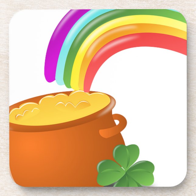 Rainbow Gold Pot Lucky Irish Sky Ireland Colourful Coaster (Front)