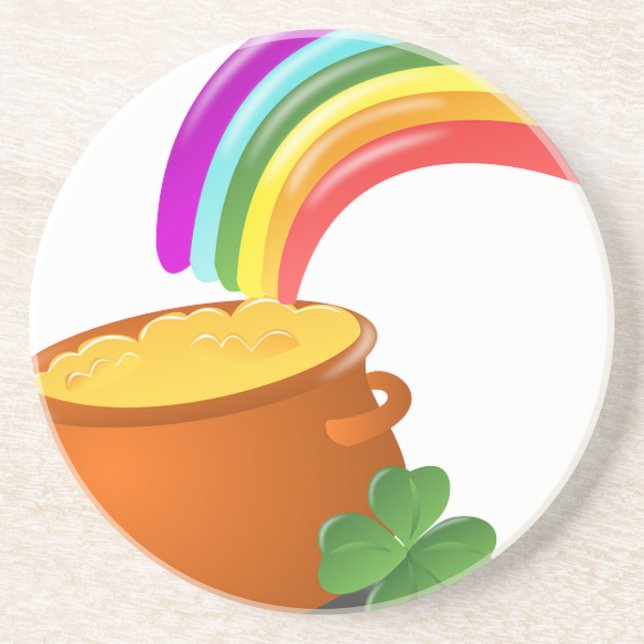 Rainbow Gold Pot Lucky Irish Sky Ireland Colourful Coaster (Front)