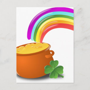 Rainbow Gold Pot Lucky Irish Sky Ireland Colourful Postcard