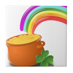 Rainbow Gold Pot Lucky Irish Sky Ireland Colourful Tile