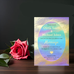 Rainbow Golden abstract painting Wedding Invite