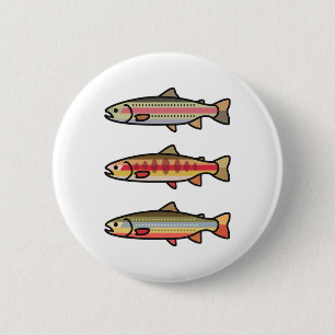 Rainbow Golden Brook Trout Fishing Gift For Angler 6 Cm Round Badge