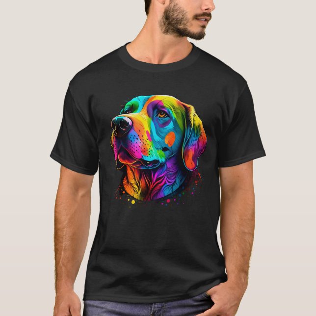 Rainbow Golden Retriever Dog Labrador Gift T-Shirt (Front)