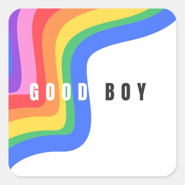 Rainbow Good Boy - Sticker, Fun Gay Pride Icon Square Sticker (Front)