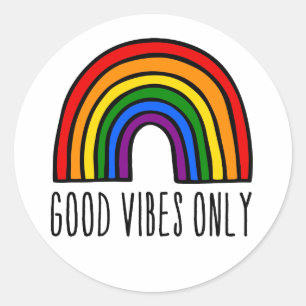 Rainbow good vibes only classic round sticker
