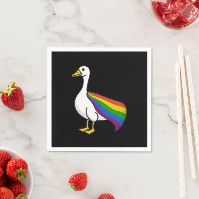 Rainbow Goose LGBTQ Pride Gay Transgender LGBTQ+ Napkin (Insitu)