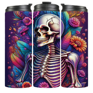 Rainbow Goth Skeleton Halloween Travel Tumbler