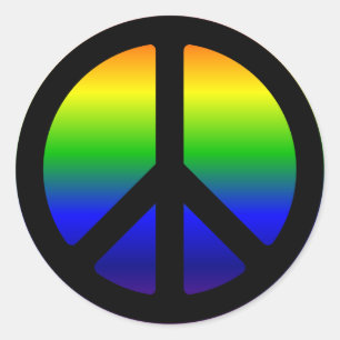 Rainbow Gradient Black Peace Symbol Classic Round Sticker