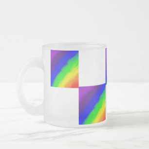 Rainbow Gradient Chequered Frosted Glass Coffee Mug