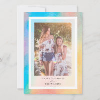 Rainbow Gradient Christmas Holiday Photo Card
