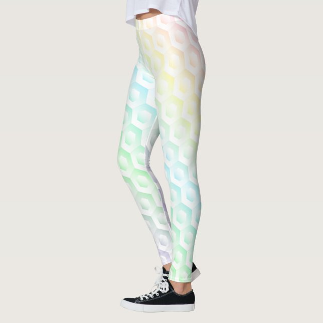 Rainbow gradient colourful watercolor background leggings (Left)