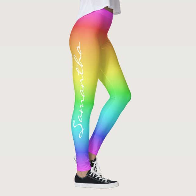 Rainbow Gradient custom name leggings (Right)
