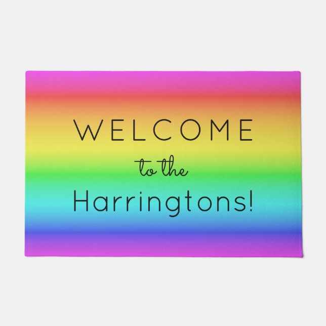 Rainbow Gradient custom text door mats (Front)