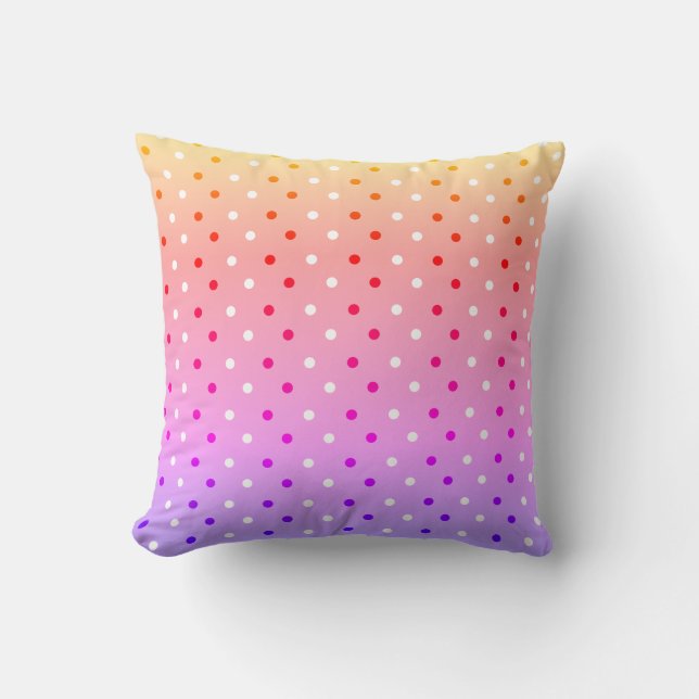 Rainbow Gradient Ditsy Polka Dot Cushion (Front)