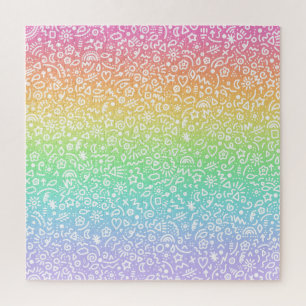 Rainbow Gradient Doodles Jigsaw Puzzle