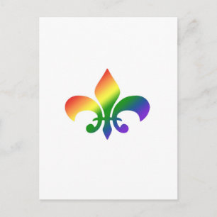 Rainbow Gradient Fleur de Lis Postcard
