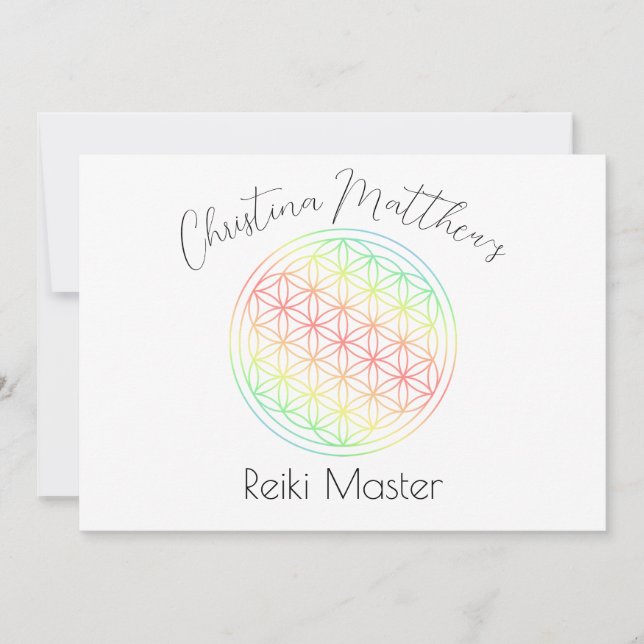 Rainbow Gradient Flower of Life Invitation (Front)